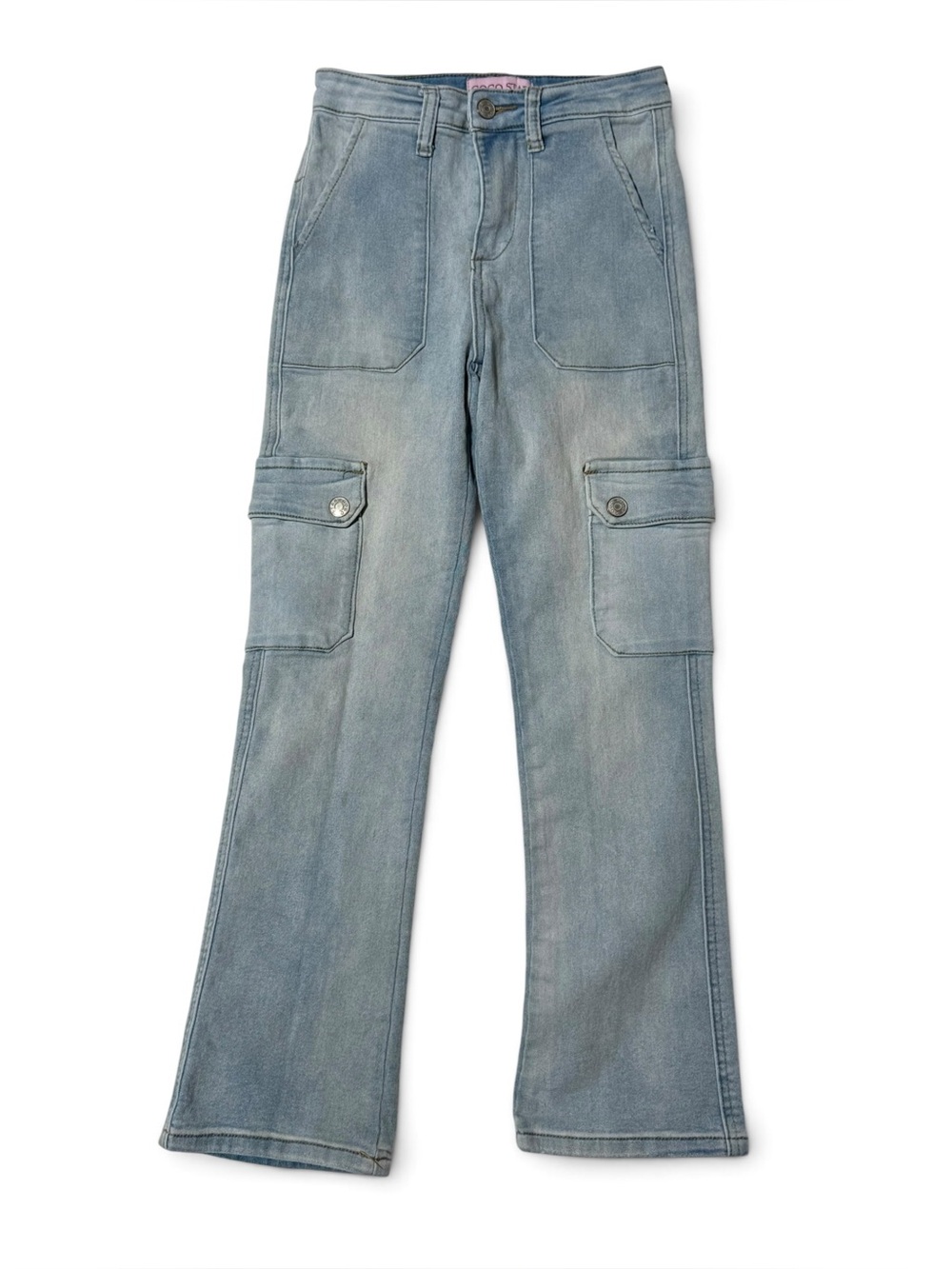 Girl’s GOGO Star Light Blue Cargo Flared Jeans Size 10